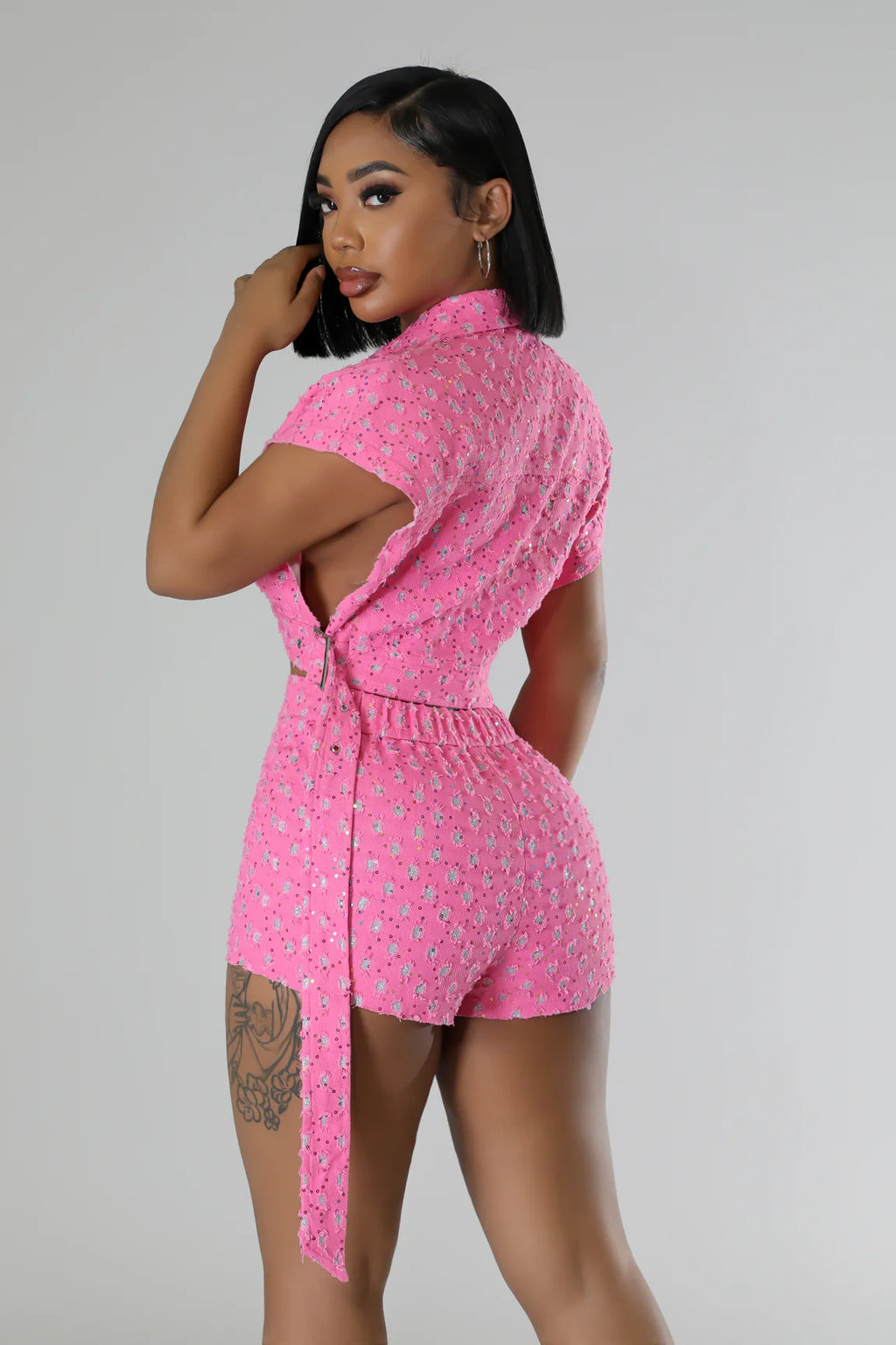“Pink Voltage” Hot pink/silver Two Piece set