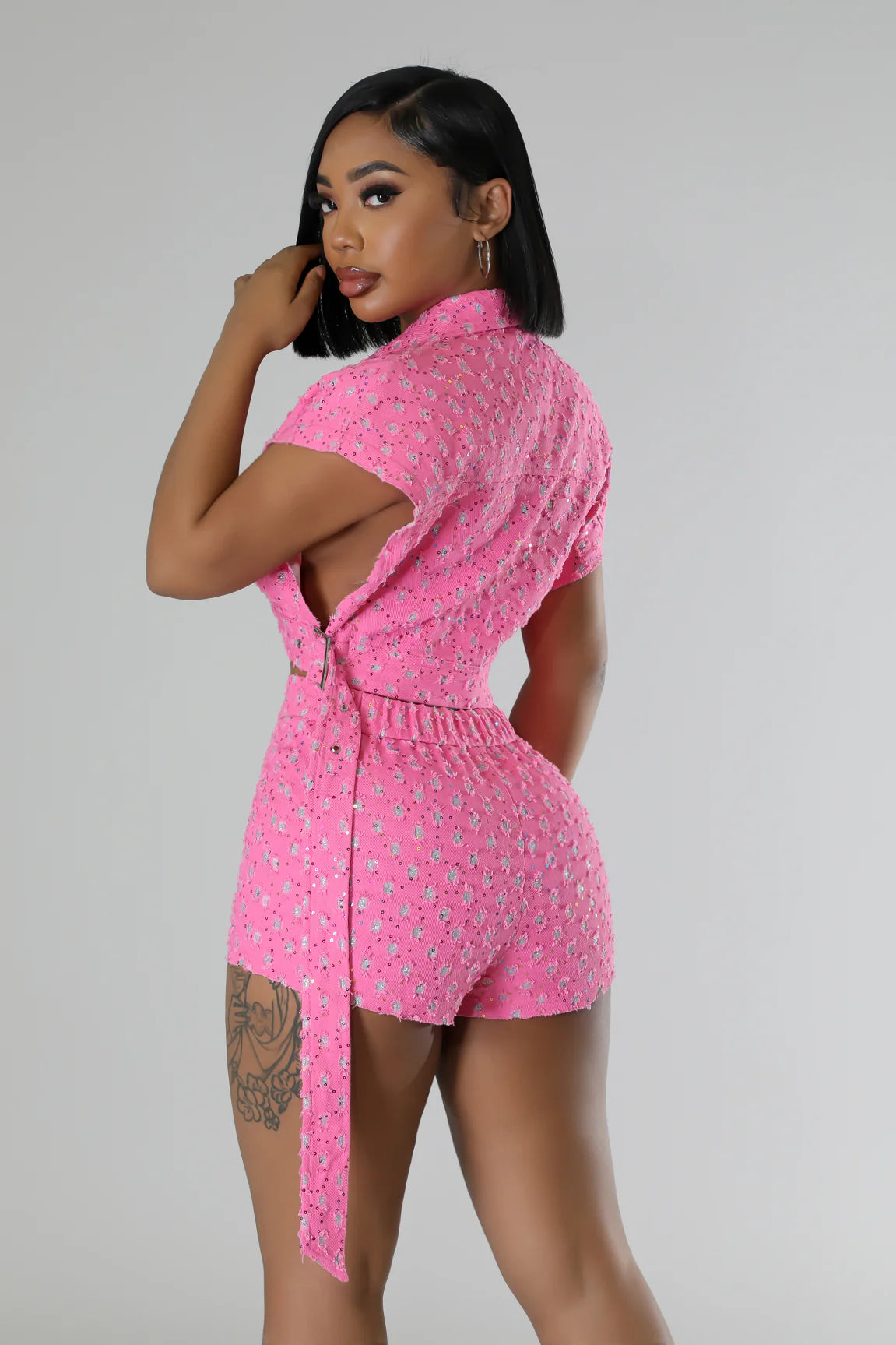 “Pink Voltage” Hot pink/silver Two Piece set