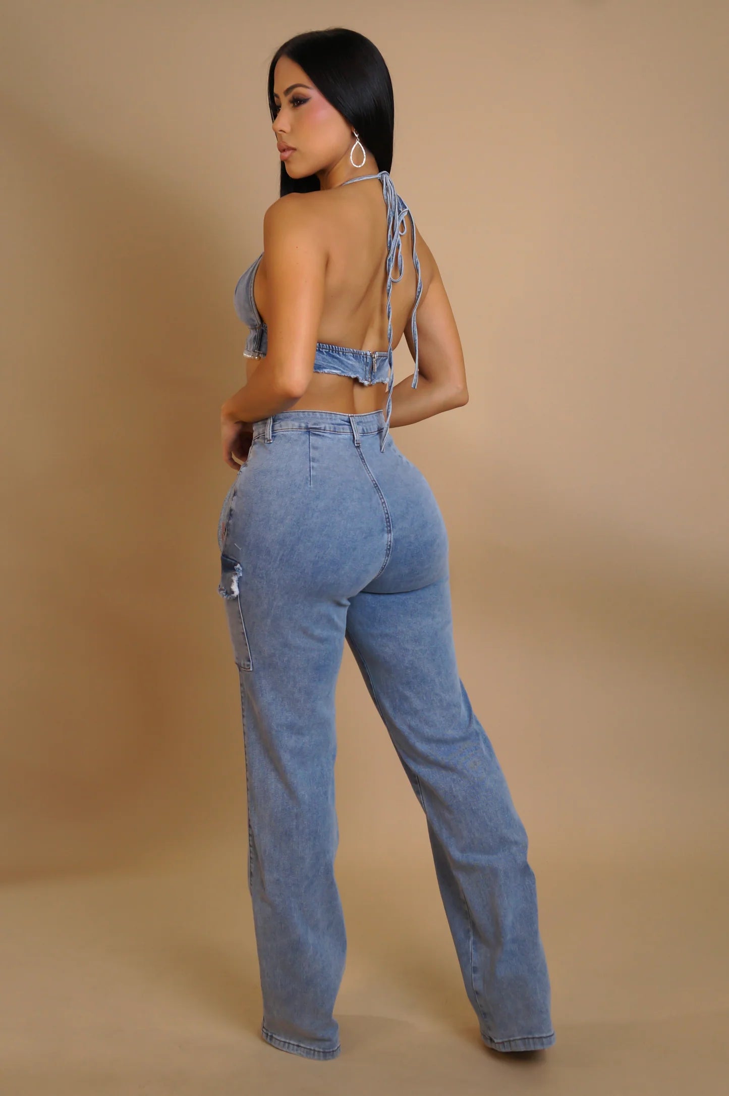 “Dolled in Denim and pearls” Two piece set