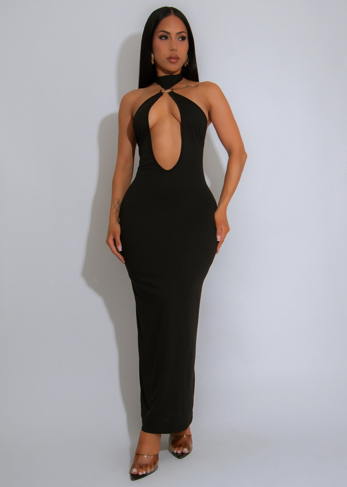 “Midnight reveal” Halter dress